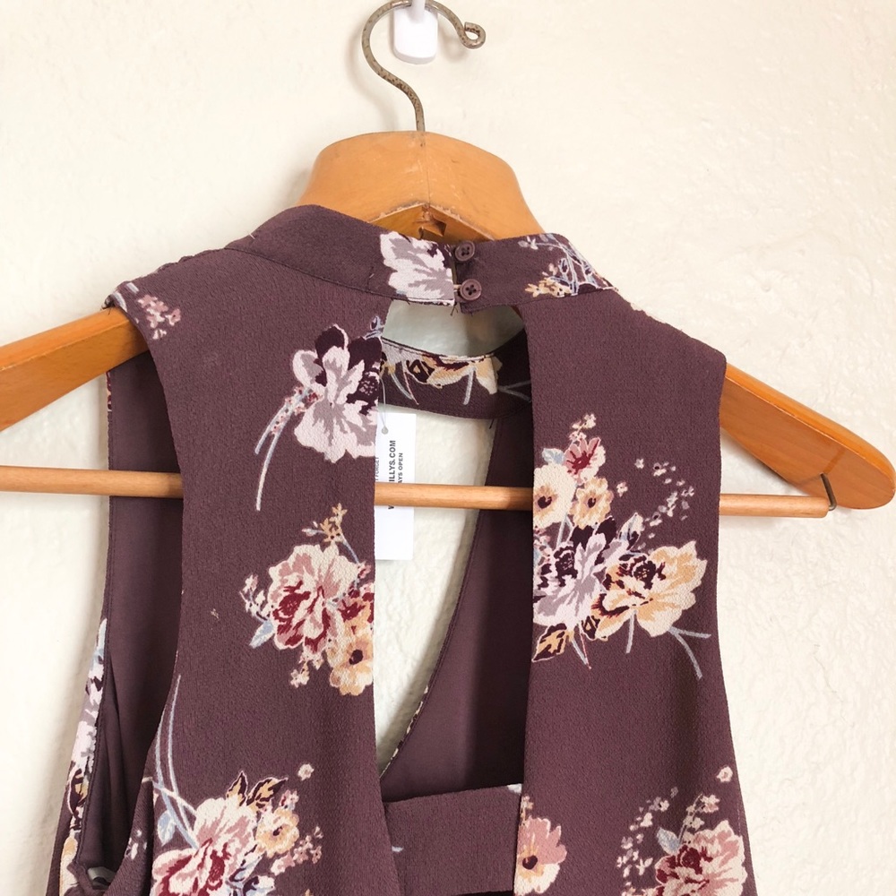 NWT Socialite Brown Floral Cut Out Dress - Picture 7 of 8